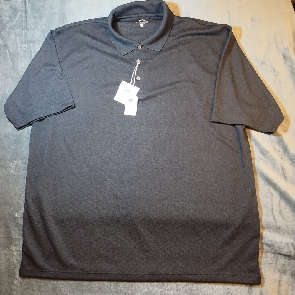 Tri-Mountain Performance Men's 3XL Moisture Wicking Polo Shirt Black NWT